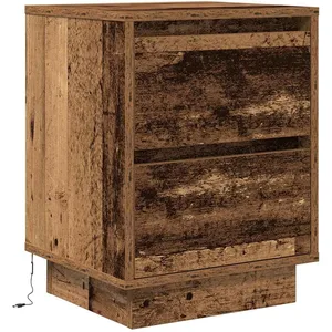 vidaXL VidaXL Table de chevet avec lumières LED vieux bois 38x34x50 cm pas cher