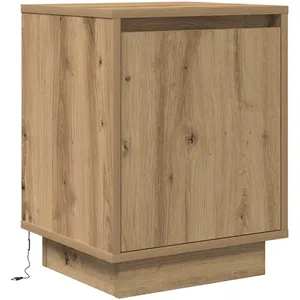 Vidaxl - Armoire de chevet et lumières led chêne artisanal 38x34x50 cm pas cher