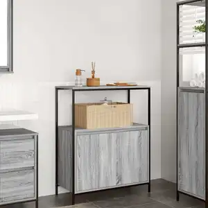 vidaXL Meuble de salle de bain avec étagères sonoma gris 76,5x35x95 cm pas cher