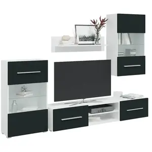 Comparateur de prix : vidaXL Meubles TV 5 pcs avec lumière LED indigo mat bois d'ingénierie