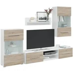 vidaXL Meubles TV avec lumière LED 5pcs chêne sonoma bois d'ingénierie