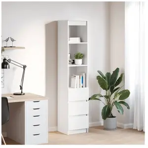 Vidaxl buffet haut blanc 37,5x35x180 cm bois d'ingénierie pas cher