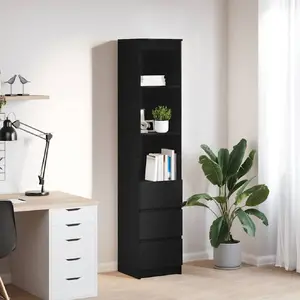 Vidaxl buffet haut chêne noir 37,5x35x180 cm bois d'ingénierie pas cher