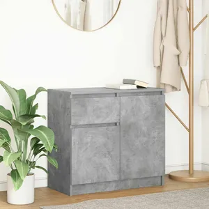 Vidaxl buffet avec tiroir gris béton 71x35x65 cm bois d'ingénierie pas cher