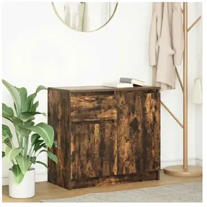 Vidaxl buffet avec tiroir chêne fumé 71x35x65 cm bois d'ingénierie pas cher