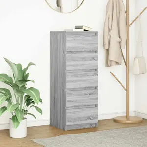 Vidaxl buffet avec tiroirs sonoma gris 37,5x35x99 cm bois d'ingénierie pas cher