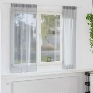 vidaXL Rideaux 2 pcs Gris foncé 140 x 175 cm Polyester pas cher