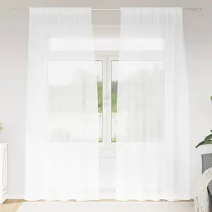 vidaXL Rideaux avec des rideaux 2 pcs Blanc 140 x 245 cm Polyester pas cher