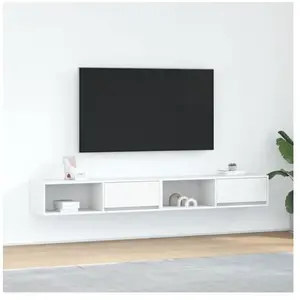 vidaXL Meubles TV 2 pcs blanc 100x31x25,5 cm bois d'ingénierie pas cher