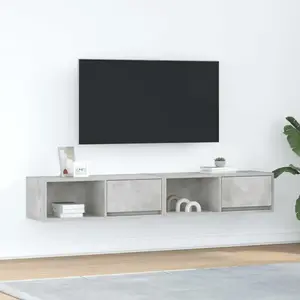 vidaXL Meubles TV 2 pcs gris béton 80x31x25,5 cm bois d'ingénierie pas cher