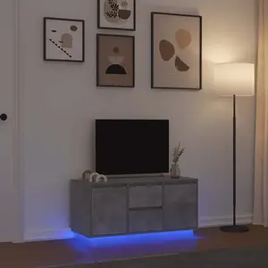 vidaXL Meuble TV avec lumières LED gris béton 100x41x50 cm pas cher