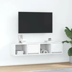 vidaXL Meubles TV 2 pcs blanc 60x31x25,5 cm bois d'ingénierie pas cher