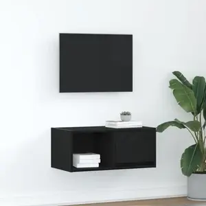 Vidaxl - Meuble tv chêne noir 60x31x25,5 cm bois d'ingénierie pas cher