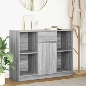 Vidaxl buffet avec tiroir sonoma gris 101x35x76 cm bois d'ingénierie pas cher