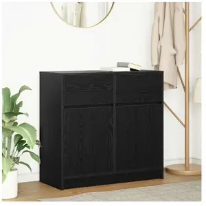 Vidaxl buffet avec tiroir chêne noir 80x34x76 cm bois d'ingénierie pas cher