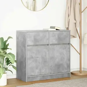 Vidaxl buffet avec tiroir gris béton 80x34x76 cm bois d'ingénierie pas cher