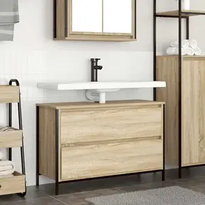 Comparateur de prix : vidaXL Meuble salle de bain lavabo tiroirs chêne sonoma 90x34,5x60 cm