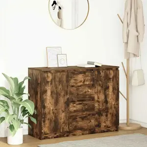 Vidaxl buffet avec tiroirs chêne fumé 100,5x35x76 cm bois d'ingénierie pas cher