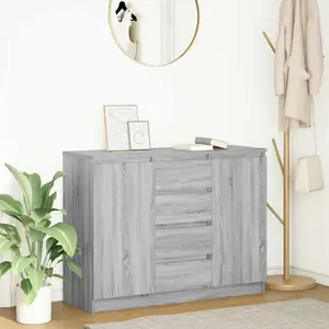 Vidaxl buffet avec tiroirs sonoma gris 100,5x35x76cm bois d'ingénierie pas cher