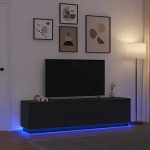 Vidaxl - Meuble tv avec lumières led chêne noir 193,5x41x50 cm pas cher