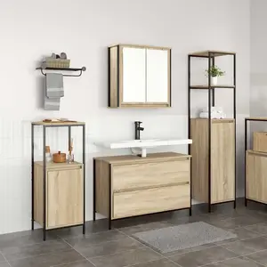 vidaXL Ensemble de mobilier de salle de bain 3 pcs Chêne Sonoma pas cher