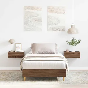 Cadre de lit sans matelas chêne marron 90x200cm bois ingénierie Vidaxl pas cher