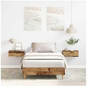 Cadre de lit sans matelas vieux bois 90x200 cm bois ingénierie Vidaxl pas cher