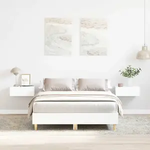 Cadre de lit sans matelas blanc 140x190 cm bois d'ingénierie Vidaxl pas cher