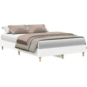 vidaXL Cadre de lit sans matelas blanc 120x200 cm bois ingénierie pas cher