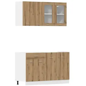 Comparateur de prix : Vidaxl - Ensemble d'armoires de cuisine 4 pcs chêne artisanal