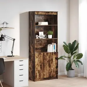 Vidaxl buffet haut chêne fumé 70x35x180 cm bois d'ingénierie pas cher