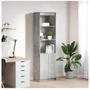 Vidaxl buffet haut gris béton 50x35x180 cm bois d'ingénierie pas cher