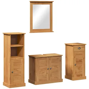 vidaXL Ensemble de mobilier de salle de bain 4 pcs marron miel pas cher