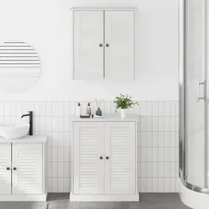 vidaXL Ensemble de mobilier de salle de bain avec étagère 2 pcs Marron pas cher