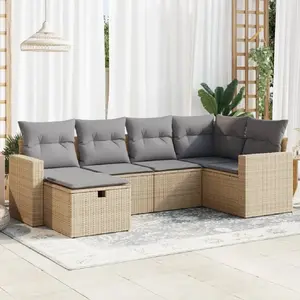 vidaXL Vidaxl Salon De Jardin Avec Coussins 6 Pcs Beige Résine Tressée pas cher