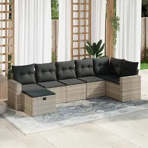 vidaXL Salon de jardin avec coussins 7 pcs gris clair résine tressée pas cher