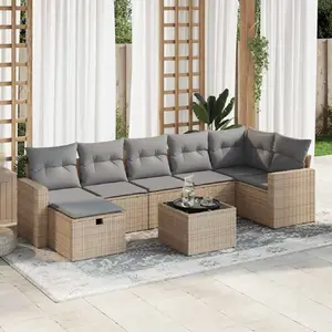 vidaXL Vidaxl Salon De Jardin Avec Coussins 8 Pcs Beige Résine Tressée pas cher