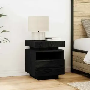 vidaXL Cabinet de chevet avec tiroir Chêne noir 40 x 39 x 48,5 cm pas cher