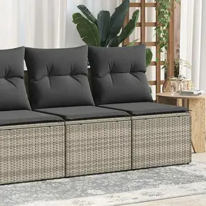 vidaXL Salon de jardin 4 pcs avec coussins gris clair polyrotin acacia