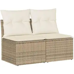 Comparateur de prix : vidaXL Salon de jardin avec coussins 4 pcs beige résine tressée acacia