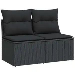 Comparateur de prix : vidaXL Salon de jardin 4 pcs avec coussins noir résine tressée acacia