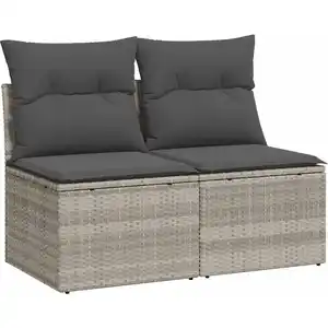 Comparateur de prix : vidaXL Salon de jardin 4 pcs avec coussins gris clair polyrotin acacia