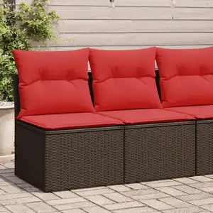 vidaXL Salon de jardin avec coussins 2pcs marron résine tressée acacia pas cher