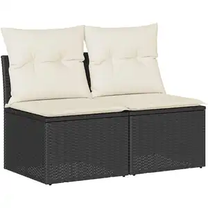 Comparateur de prix : vidaXL Salon de jardin 4 pcs avec coussins noir résine tressée acacia