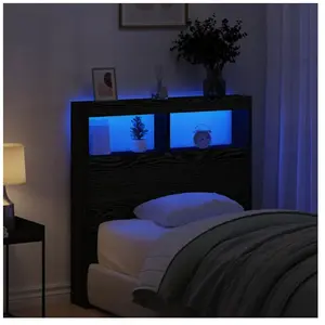 vidaXL Armoire tête de lit avec LED chêne noir 100x17x102 cm