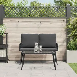 Vidaxl - Ensemble De Salle À Manger Pour Jardin 2 Pcs Noir Polyrotin pas cher