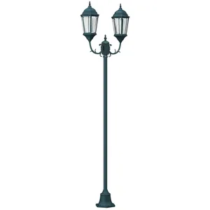 Comparateur de prix : vidaXL Lampadaire de jardin à 2 lampes E27 Vert 220 cm en aluminium