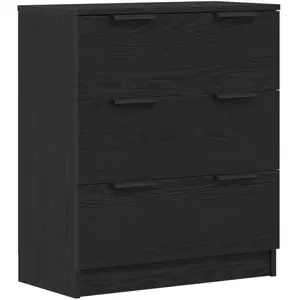 vidaXL Buffet En Chêne Noir Vidaxl 60x30x70 Cm En Bois D'ingénierie pas cher