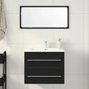 vidaXL Meuble de salle de bain avec lavabo chêne noir 60x38,5x48 cm pas cher
