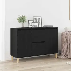 vidaXL Buffet Vidaxl Noir Chêne 101x35x60 Cm Bois Reconstitué pas cher